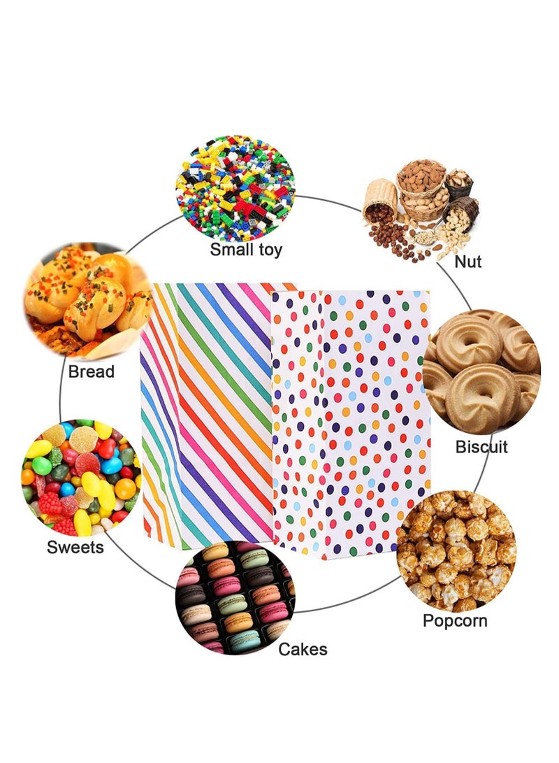 Kraft Paper Party Bags, 20PCS Rainbow Dots and Stripe Party Favor Bags, Candy Grocery Goodie Gift Treat Bags With 24PCS Thank You Stickers for Birthday Wedding Part - Image 5