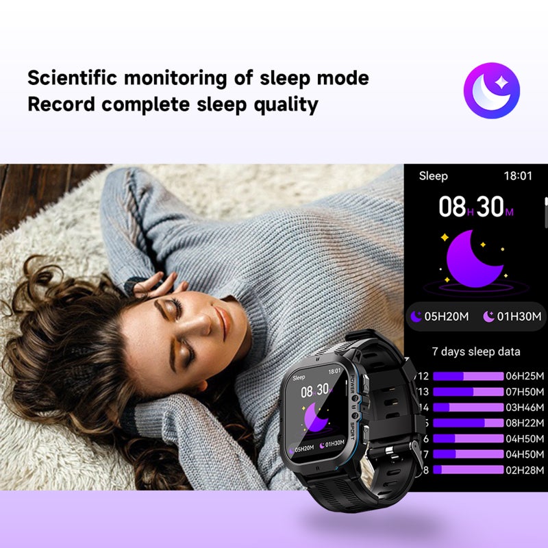 C26 Smart Bracelet Sports Watch 1.96-Inch AMOLED FullTouch Screen Fitness Tracker 1ATM Waterproof BT Call Blood Oxygen/Sleep/Heart Rate/Monitor Multiple Sports Mode Notification/Call/Sedentary - Image 3