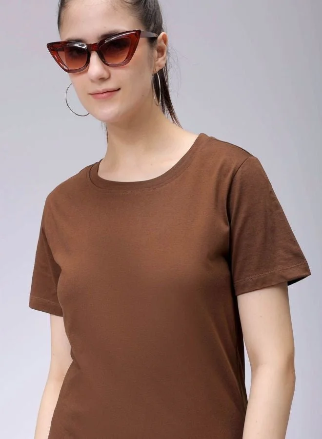 Freehand  Women Regular Fit Solid Crew Neck Short Sleeve T-Shirt  | Best Price UAE