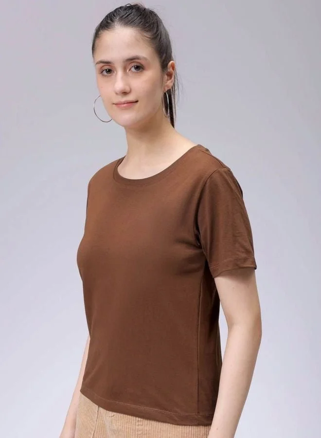 Women Regular Fit Solid Crew Neck Short Sleeve T-Shirt