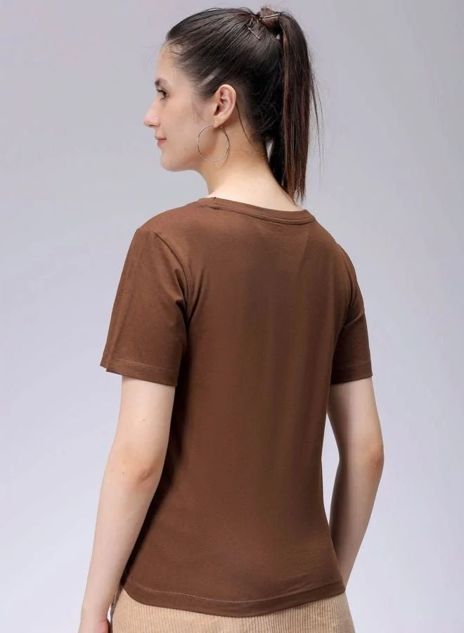 Freehand  Women Regular Fit Solid Crew Neck Short Sleeve T-Shirt  | Best Price UAE