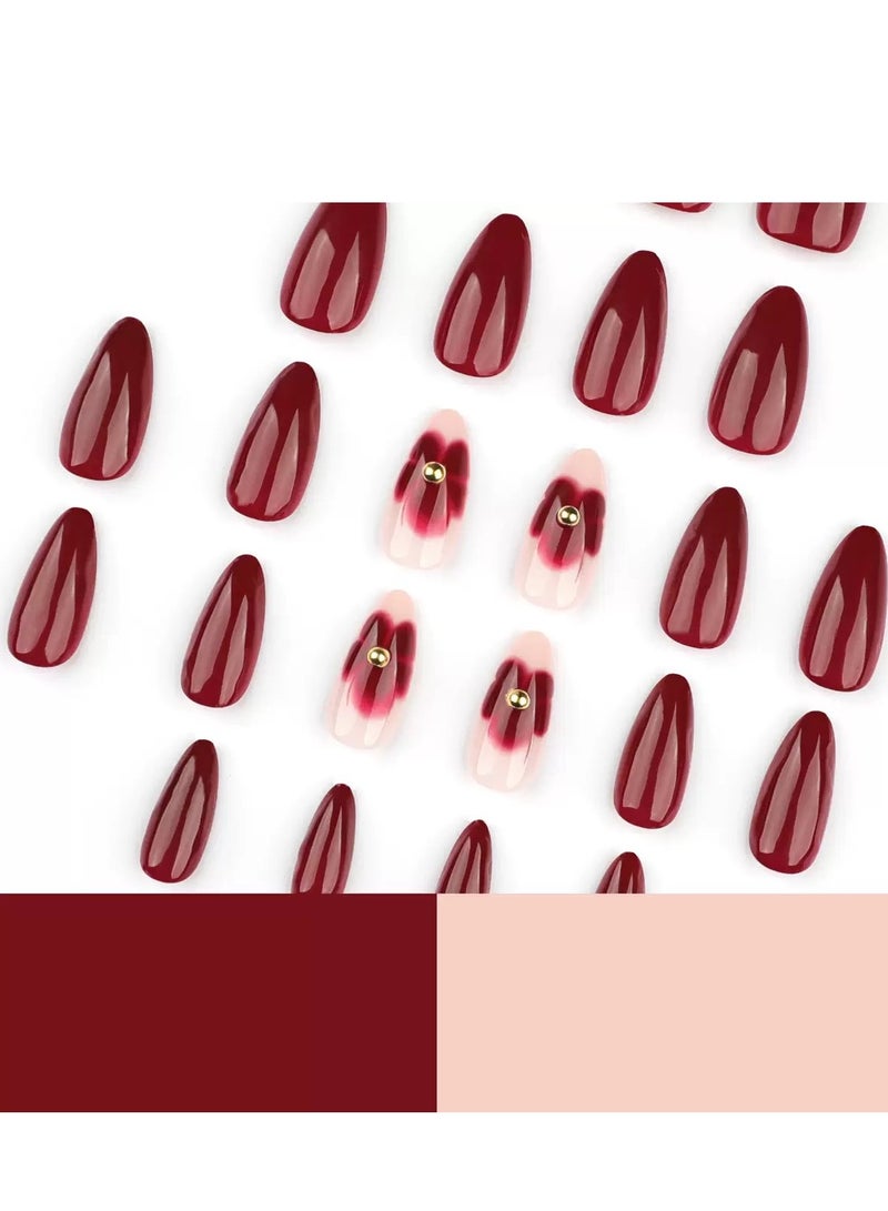 JOSQUEWNN Press On Nails 24pcs, With a Delicate Bow Design, a Set Of 24 Refreshing Art Pieces, Easy to Apply and Remove. Acrylic Nails With Glue Kit. - Image 3