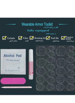 أظافر لاصقة جاهزة للاستخدام، 24 قطعة، بتصميم رباط أنيق، مجموعة من 24 قطعة فنية منعشة، سهلة التطبيق والإزالة. مجموعة أظافر أكريليك مع لاصق. - view 5