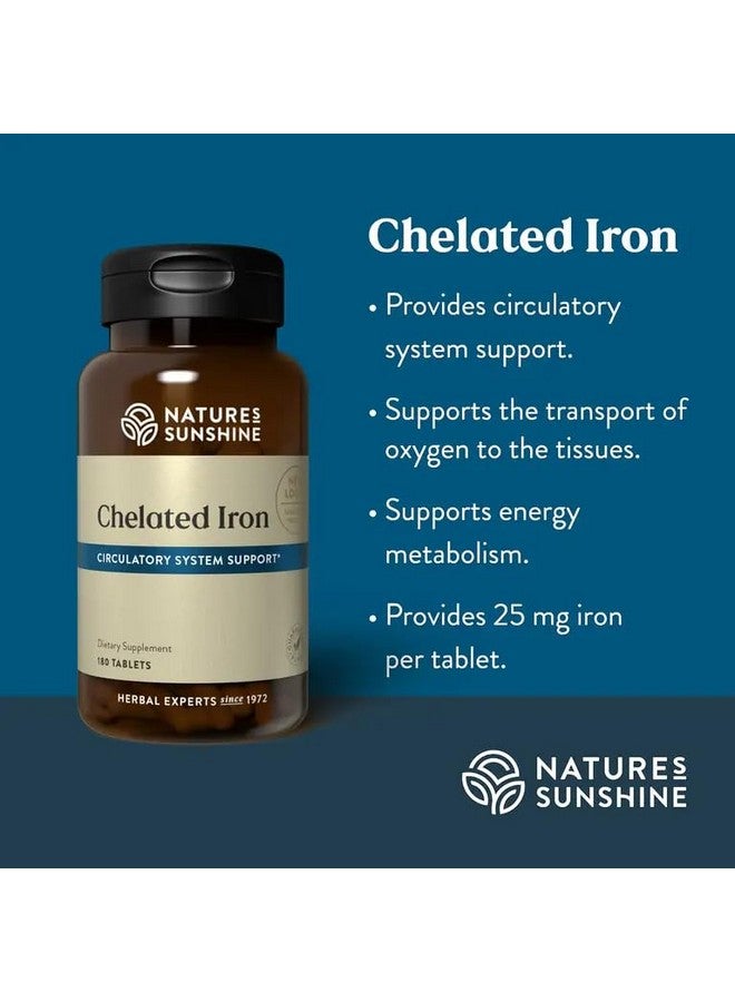Nature's Sunshine Iron-Chelated 25mg, 180 Tablets | Provides Circulatory System Support, Helps the Transport of Oxygen to the Tissues, and Provides 25 mg Iron per Tablet - Image 2