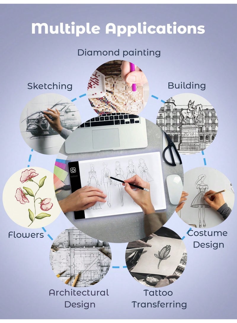 LED Drawing Copy Board for Kids – 3-Level Dimmable A5 Painting Tablet Light Pad – Perfect for Anime Drawing, Tracing, and Educational Learning – Ideal Christmas, Halloween, Thanksgiving, and Easter Gift - Image 3