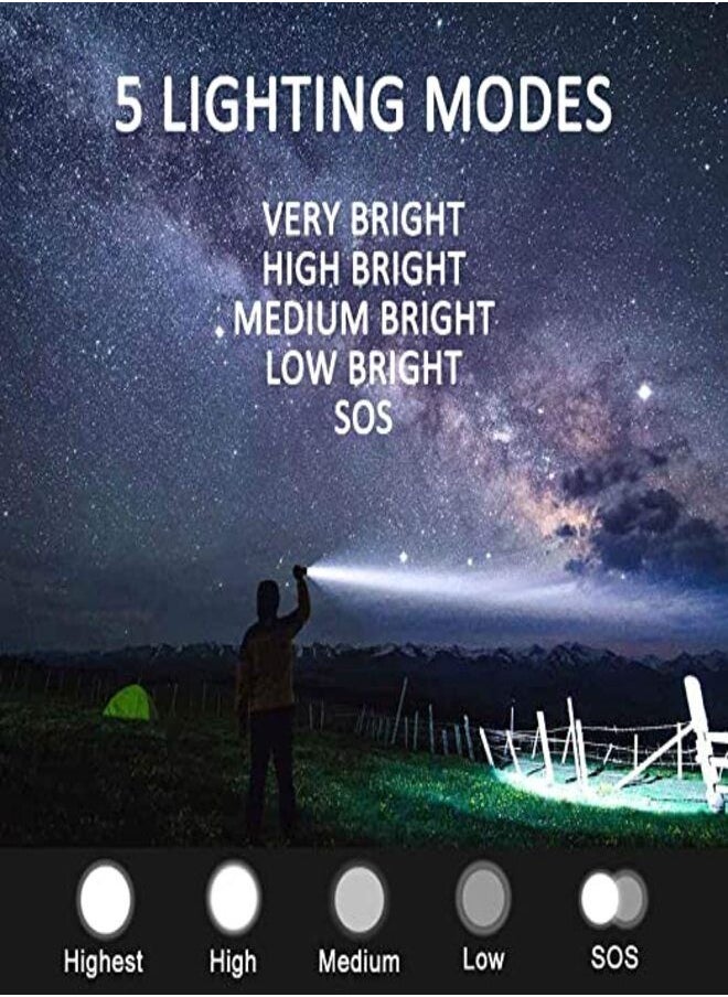 NexTool Rechargeable Torch 2000 Lumens, High Brightness LED Torch Light, IPX7 Waterproof, 5 Light Modes, 380 Meters Super Penetration Flashlight for Camping Hiking and Emergencies Light