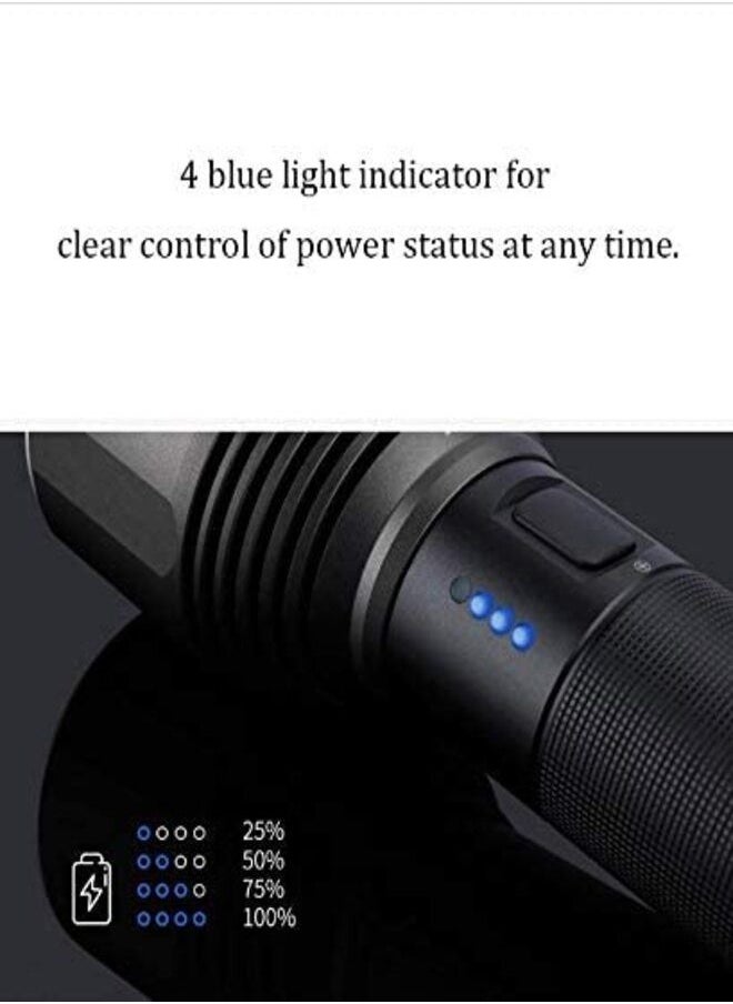 NexTool Rechargeable Torch 2000 Lumens, High Brightness LED Torch Light, IPX7 Waterproof, 5 Light Modes, 380 Meters Super Penetration Flashlight for Camping Hiking and Emergencies Light