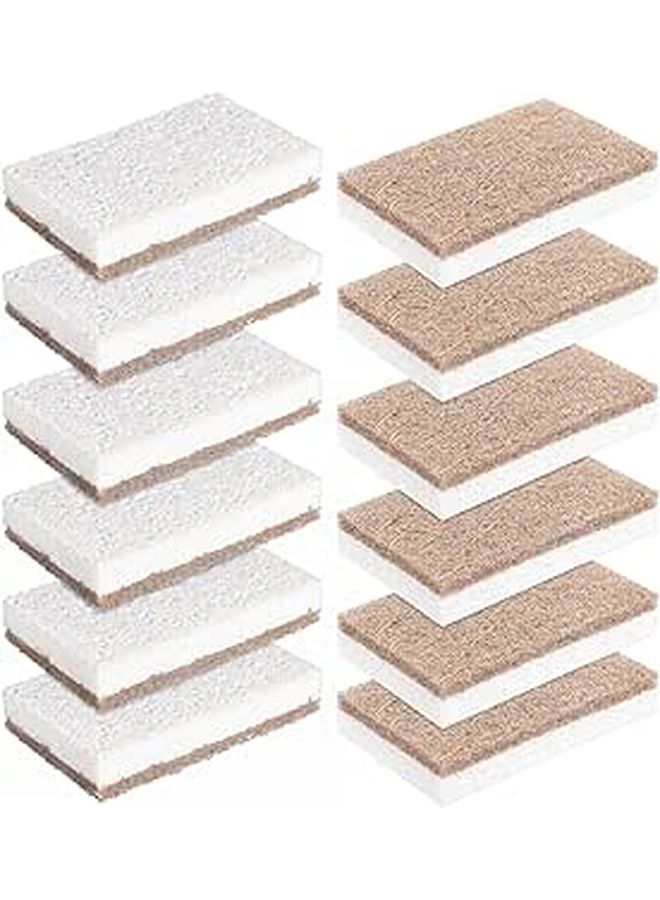 Biodegradable Kitchen Sponges 12 Pack Coconut Fiber and Cellulose for Dishwashing Sink Cleaning - Image 1