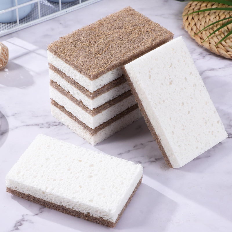 Biodegradable Kitchen Sponges 12 Pack Coconut Fiber and Cellulose for Dishwashing Sink Cleaning - Image 5