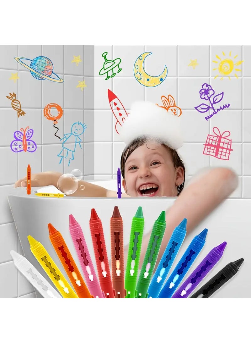 12 Pieces Bath Bathtub Crayons Washable Easy Clean Bathtime Crayons Colorful Bathtub Shower Markers Toys Bath Paint for Toddlers Kids - Image 1