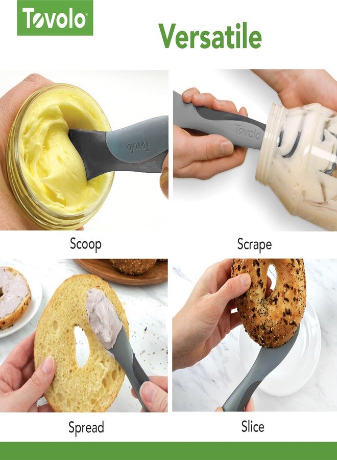 Tovolo Mini Scoop and Spread Tool for Kitchen Meal Prep Small Sandwich Spreader Spatula for Peanut Butter Jelly, Silicone BPA Free Dishwasher Safe Scooper Spreader, Blue Haze and Oyster Gray - Image 4