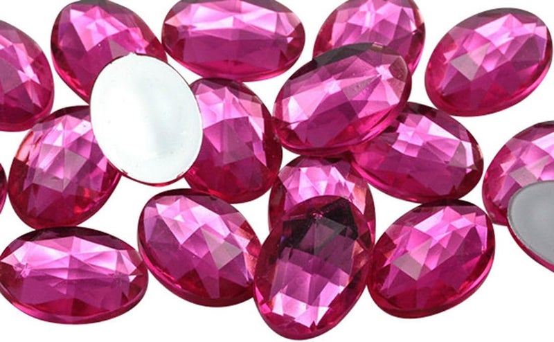 Allstarco 40x30mm Pink Hot .NAP01 Large Flat Back Oval Acrylic Rhinestones Cosplay Costume Gems Plastic Jewels Embelishments DIY Crafts Gemstones - 4 Pieces - Image 1