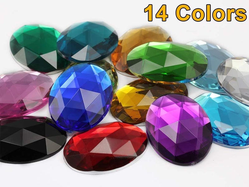Allstarco 40x30mm Pink Hot .NAP01 Large Flat Back Oval Acrylic Rhinestones Cosplay Costume Gems Plastic Jewels Embelishments DIY Crafts Gemstones - 4 Pieces - Image 2