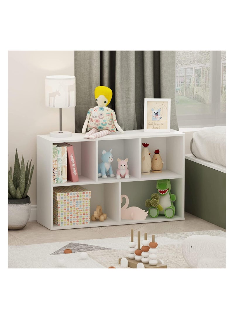 TPGP Reversible Cabinets Content of 5 Cube Open Shelf For Living room, Hallway, bedroom or bookshelf, Made of PVC lightweight (White) 50x24x80 cm (Small Size) - Image 1