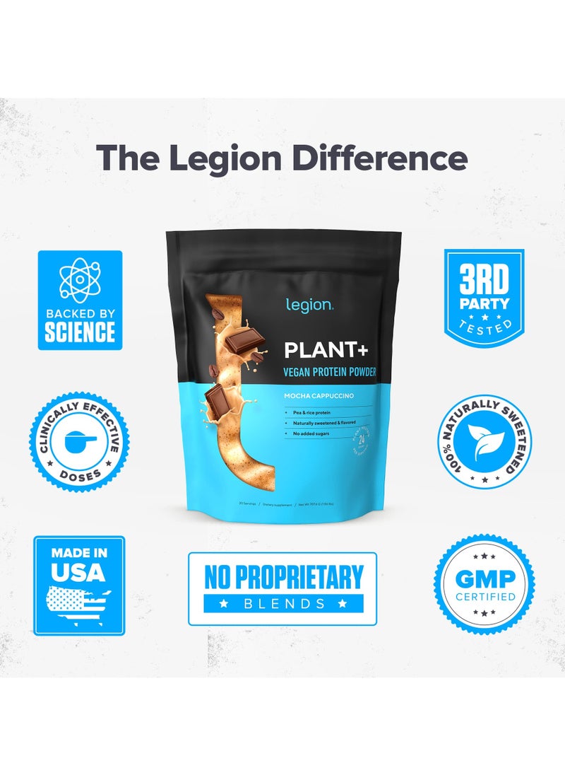 Legion Athletics - Plant+ Vegan Protein Powder, Pea and Rice Protein, Naturally Sweetened & Flavored, No Added Sugars, 24 grams Per Serving, 680 g/1.5 Lbs, 20 Servings - Cinnamon Cereal - Image 1