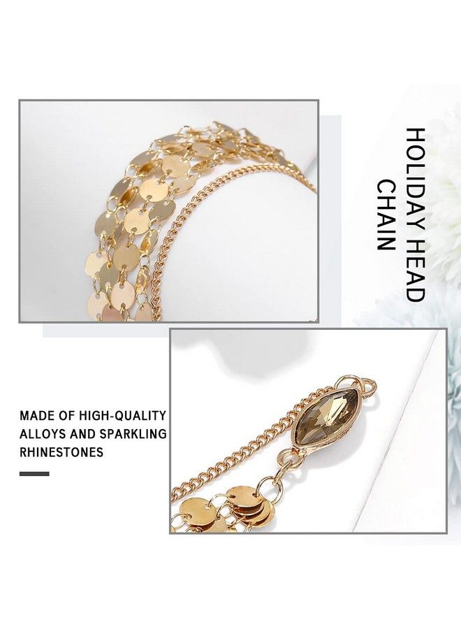 Yean سلسلة رأس ذهبية مجوهرات شعر بوهيمية إكسسوار رأس شريط جبهة مهرجان إكسسوارات شعر للنساء والفتيات (ذهبي) - Image 5