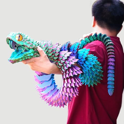 LUYUCUBE Super Large 3D Printed snake with a movable mouth474inchFlexible Realistic Articulated Animal Fidget ToysMystery Figurines Gifts Executive Desk Dcor and Festival Collectible colorfulA 79inch - Image 5