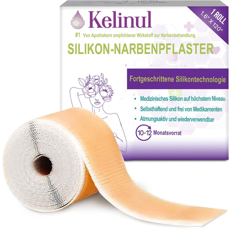 Kelinul Silicone Scar Sheets16 x 120Roll Scar Removal Silicone Scar Tape for Softening and Flattening Scars Acne CSection Keloid Surgery Painless Removal Reusable Washable 1012 Month Supply
