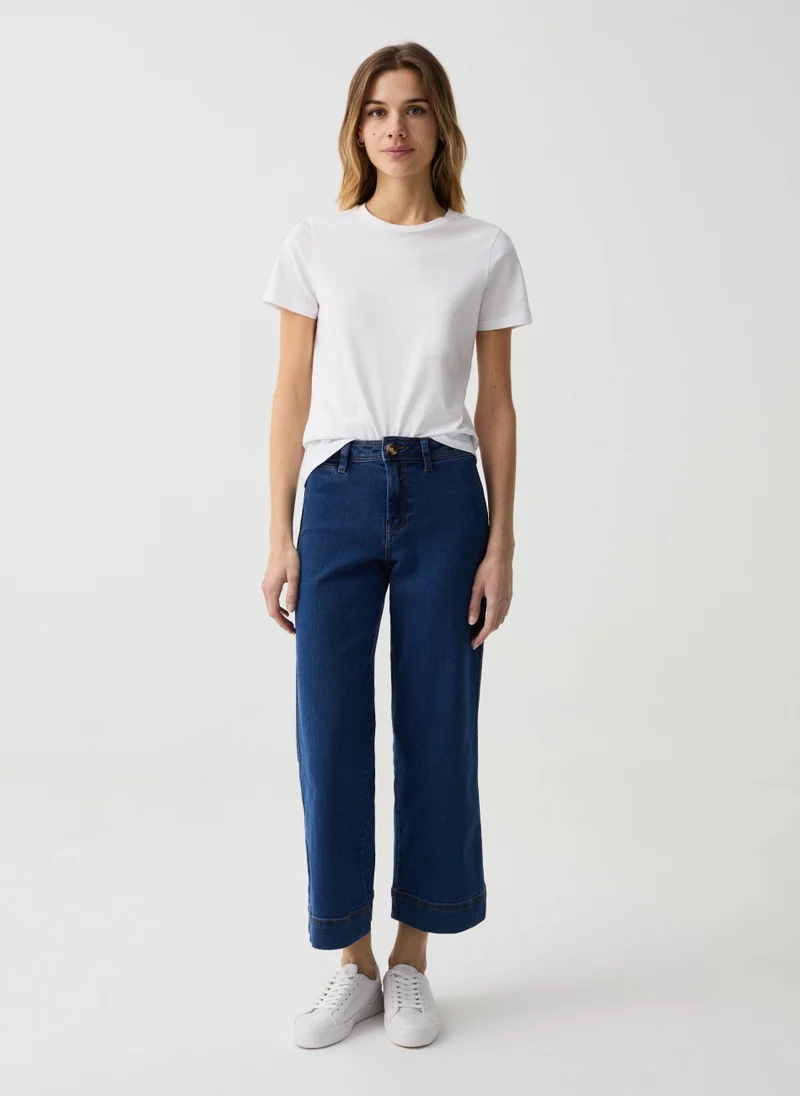 او في اس Wide-leg cropped culotte jeans