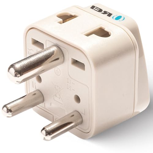 OREI USA to India Converter Plug, World (USA, UK, China) Australia to India Converter - Type D Adapter - 2 in 1 Canada to in Adapter - CE - RoHS - Beige - 1 Pack. - Image 1