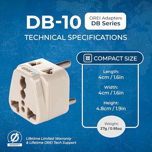 OREI USA to India Converter Plug, World (USA, UK, China) Australia to India Converter - Type D Adapter - 2 in 1 Canada to in Adapter - CE - RoHS - Beige - 1 Pack. - Image 5