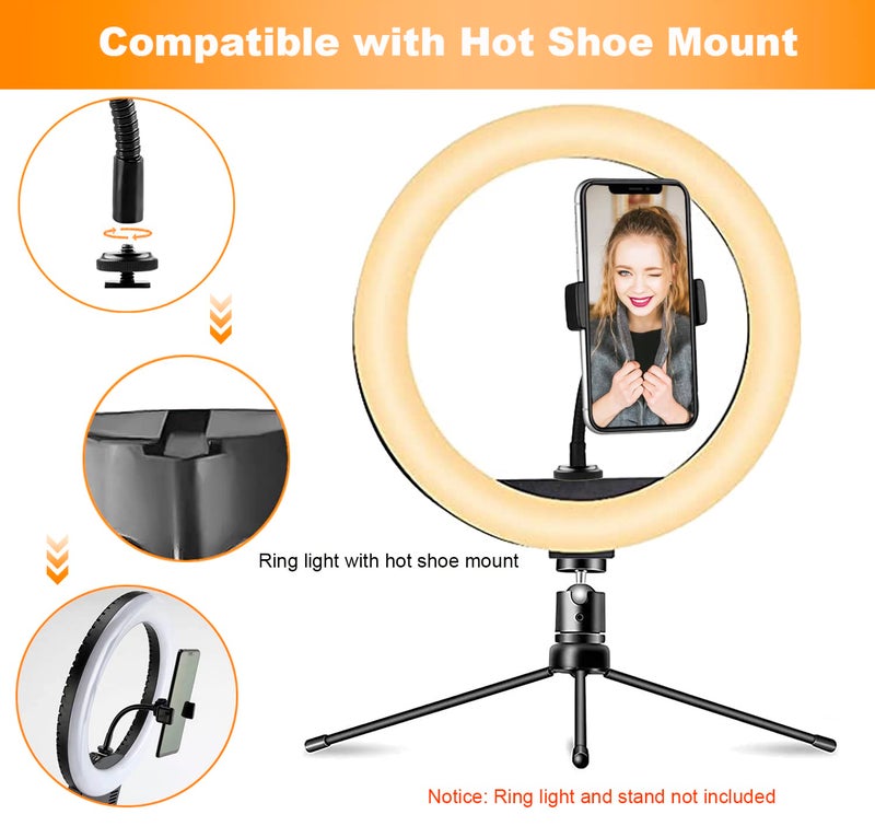 JCTRIWAY Ring Light Phone Holder Universal Phone Holder for Ring Light with 1/4 and Hot Shoe Adapter, Flexible Phone Mount for Ring Light and Tripod Stand - Image 4