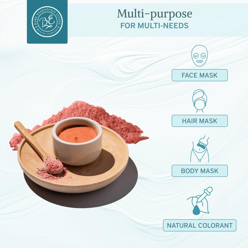 Bare Essentials Living أساسيات الحياة - مسحوق طين الكاولين الوردي (12 أونصة) 100% طبيعي مسحوق طين وردي لقنابل البذور، قناع طين وردي للوجه أو كملون لمنتجع صحي DIY، صابون الورد الوردي، قنبلة استحمام، مزيل العرق - Image 2