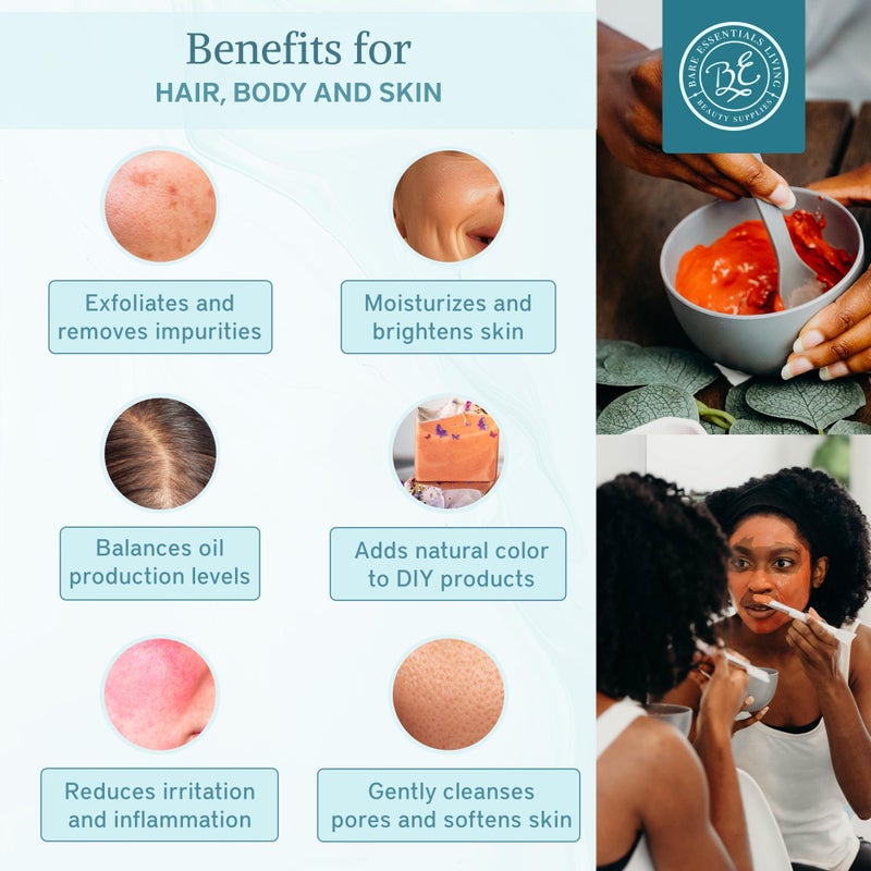 Bare Essentials Living أساسيات الحياة - مسحوق طين الكاولين الوردي (12 أونصة) 100% طبيعي مسحوق طين وردي لقنابل البذور، قناع طين وردي للوجه أو كملون لمنتجع صحي DIY، صابون الورد الوردي، قنبلة استحمام، مزيل العرق - Image 3