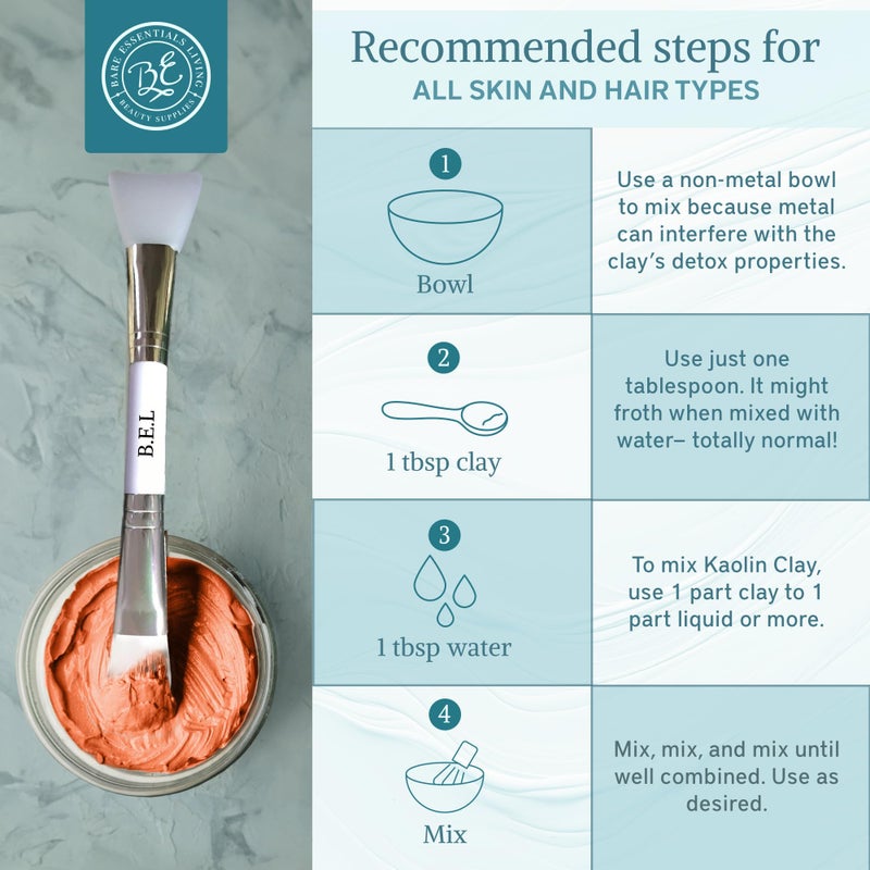 Bare Essentials Living أساسيات الحياة - مسحوق طين الكاولين الوردي (12 أونصة) 100% طبيعي مسحوق طين وردي لقنابل البذور، قناع طين وردي للوجه أو كملون لمنتجع صحي DIY، صابون الورد الوردي، قنبلة استحمام، مزيل العرق - Image 5