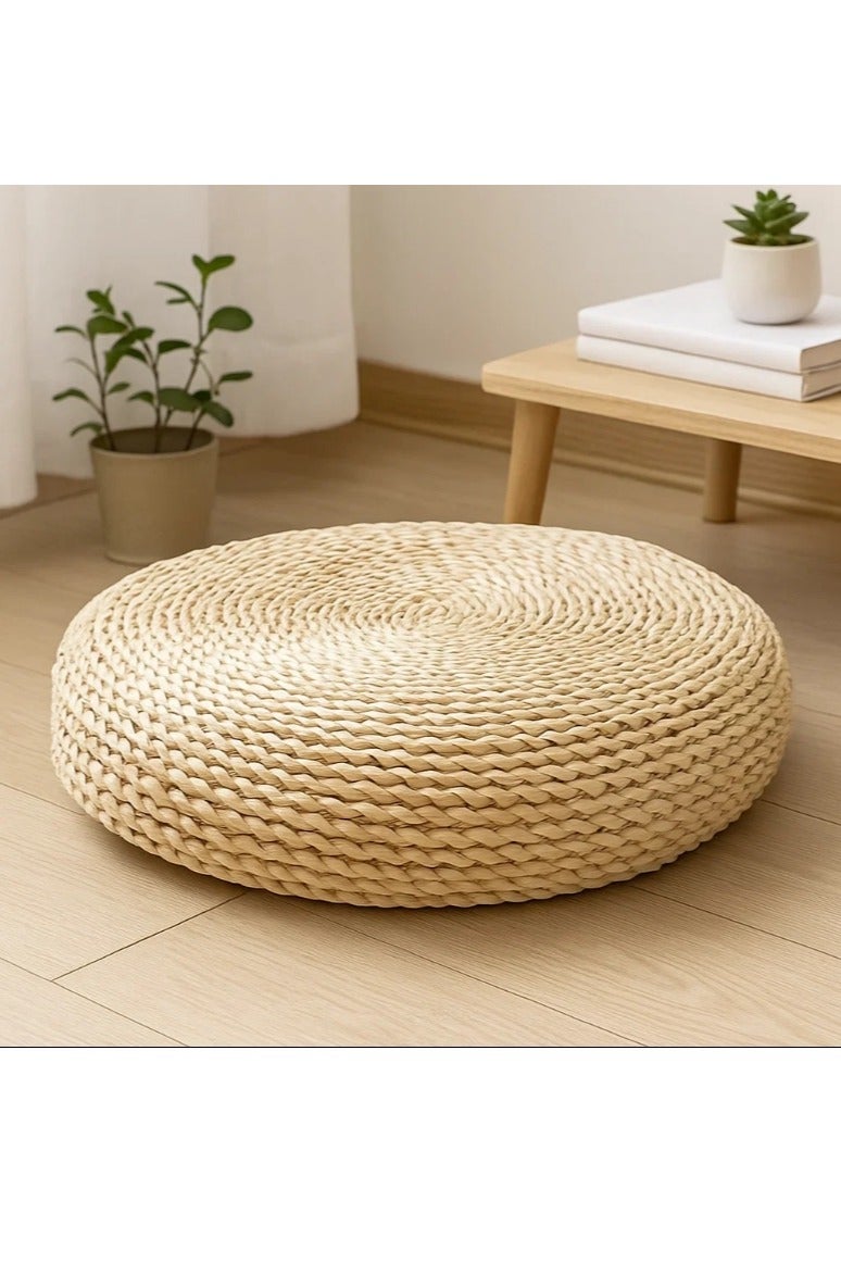 LINGWEI Handmade Straw Flat Seat Cushion Hand Woven Tatami Floor Cushion Floor Pillow Sitting Cushion for Living Room Bedroom - Image 2
