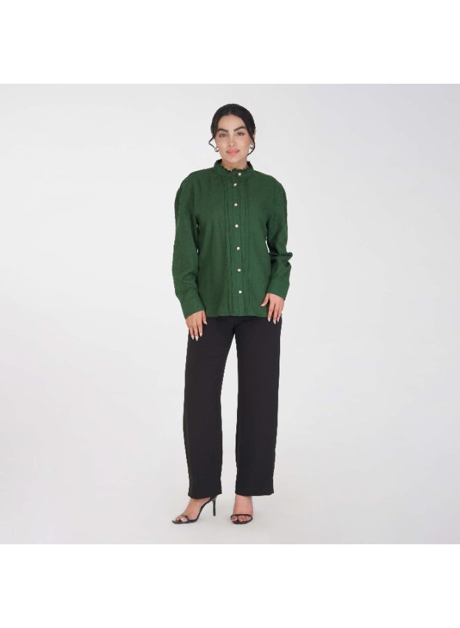 Linelle Soft Crepe Ladies Shirt – High Neck and Full Sleeves with Embroidery - Image 3