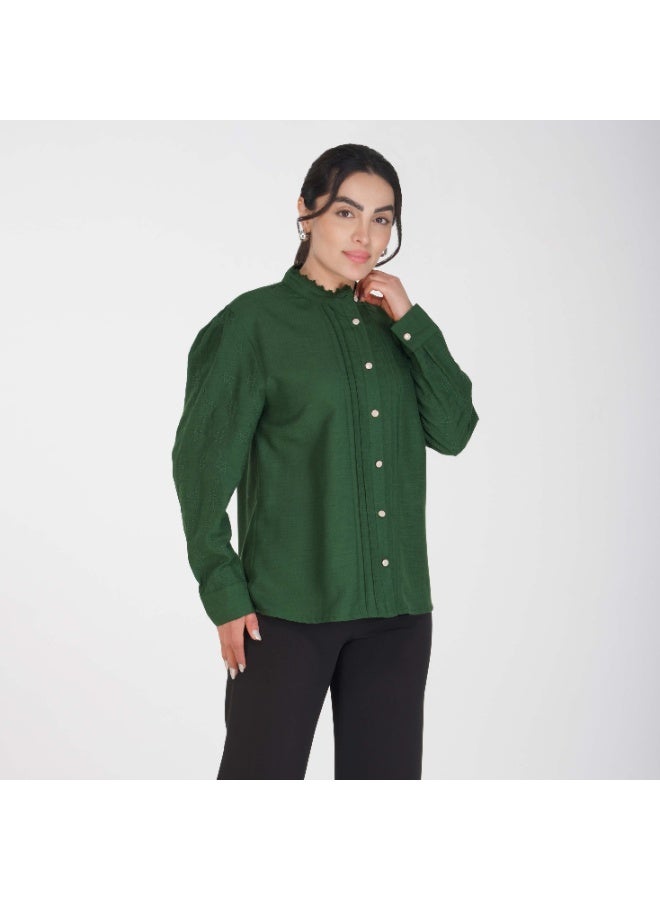 Linelle Soft Crepe Ladies Shirt – High Neck and Full Sleeves with Embroidery - Image 5