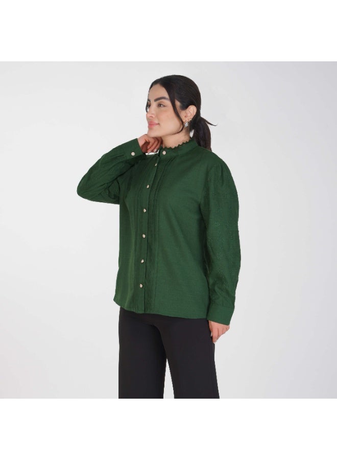 Linelle Soft Crepe Ladies Shirt – High Neck and Full Sleeves with Embroidery - Image 4