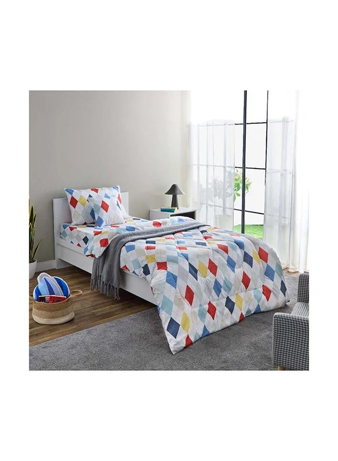 Home Box Nora Plaid Microfibre Single Reversible Comforter 220 x 135 cm