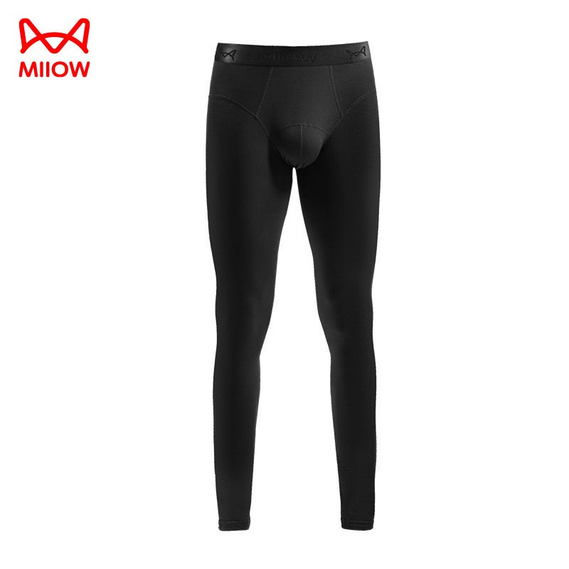 Mens Slim-Fit Cotton Thermal Pants Black - Image 1