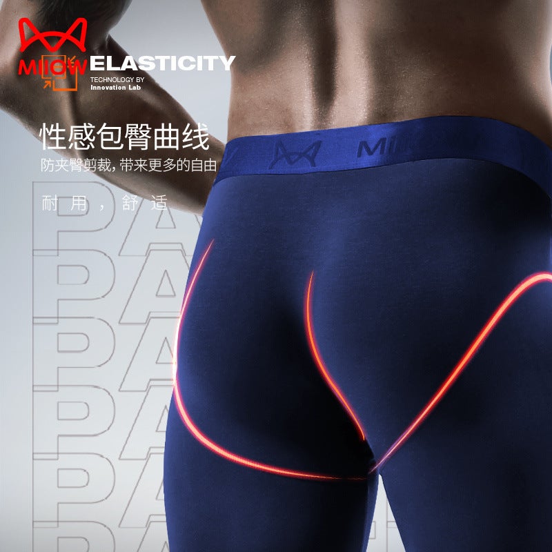 Mens Slim-Fit Cotton Thermal Pants Black - Image 4
