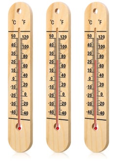 Excefore Wall Thermometer, Indoor Outdoor Thermometers, 10.5 Inch Wooden Double Scales Thermometer, for Home, Office, Patio, Porch, Warehouse, Greenhouse Garden Weather (3 Pcs)  - Image 1