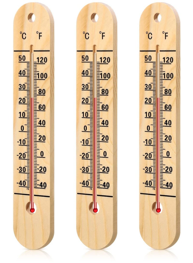 Excefore Wall Thermometer, Indoor Outdoor Thermometers, 10.5 Inch Wooden Double Scales Thermometer, for Home, Office, Patio, Porch, Warehouse, Greenhouse Garden Weather (3 Pcs) - Image 1