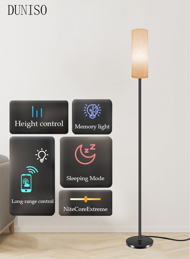 DUNISO مصابيح أرضية لغرفة المعيشة وغرفة النوم، مصباح قائم LED ذكي RGB مع تطبيق وجهاز تحكم عن بعد، مصباح طويل حديث للمكتب والمنزل والحضانة والفندق، مصباح عمود مع عاكس الضوء باللون البيج للقراءة  - Image 3