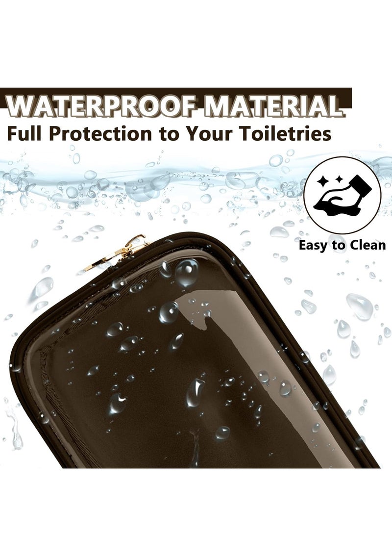 حقيبة مستحضرات تجميل مقاومة للماء مع سحاب، حقيبة كبيرة لتنظيم مكياج السفر من نايلون TPU - Image 3