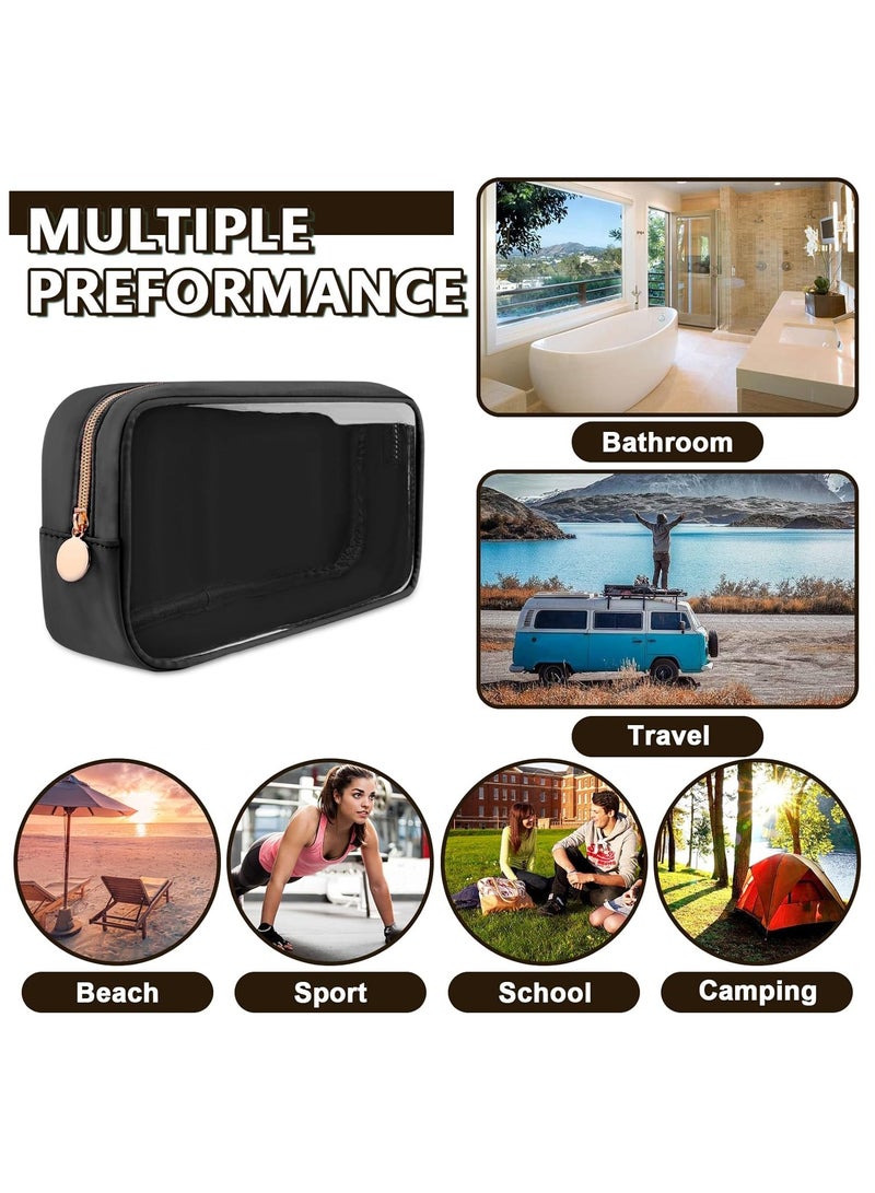 حقيبة مستحضرات تجميل مقاومة للماء مع سحاب، حقيبة كبيرة لتنظيم مكياج السفر من نايلون TPU - Image 4