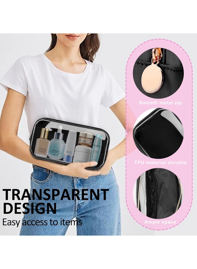 حقيبة مستحضرات تجميل مقاومة للماء مع سحاب، حقيبة كبيرة لتنظيم مكياج السفر من نايلون TPU - Image 2