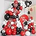 DBKL Red Black and White Balloon Garland Arch Kit with Different Size Red Black White Silver Confetti Balloons for Shower Birthday New Year Graduation Wedding Racing Car Poker Party Decorations - Image 3