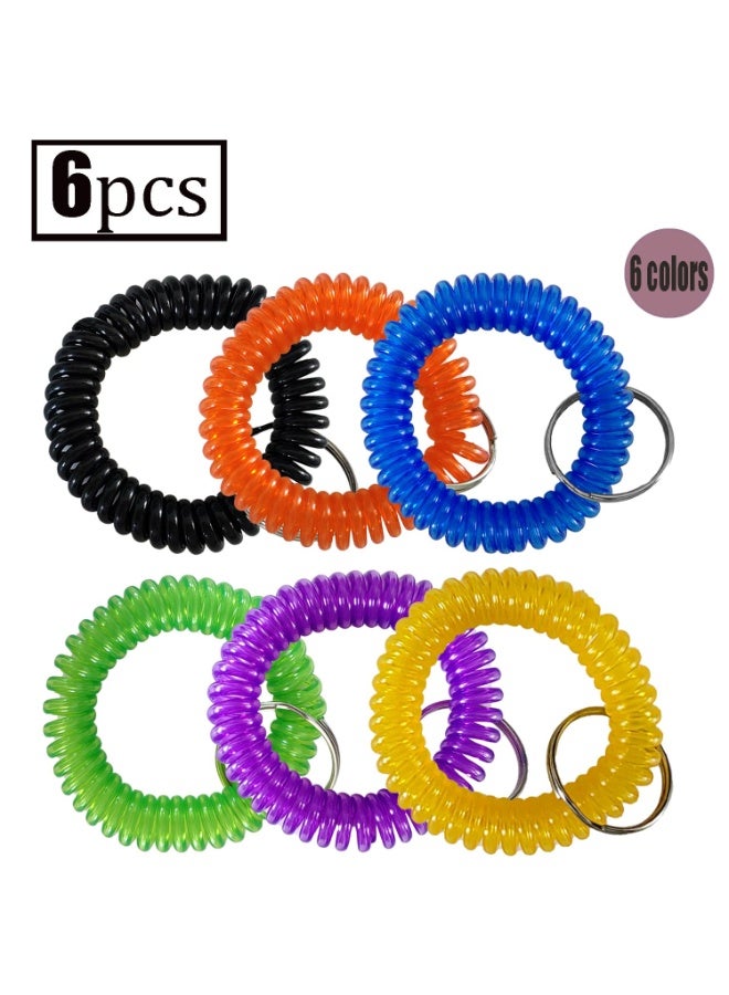 6 حزمة لون ربيع دوامة لفائف المعصم سلسلة المفاتيح ، ألوان مختلفة ، سلسلة المفاتيح العصار ، مناسبة لربط الشعر ، ديكور لحقائب الظهر ، إلخ - Image 1