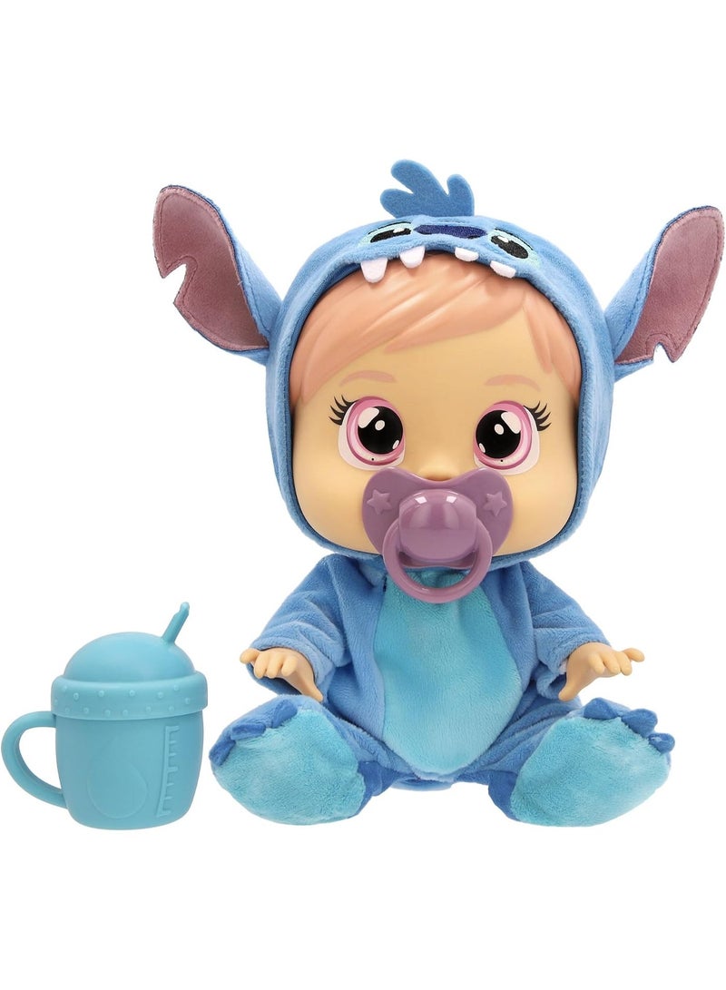كراي بيبيز دمية كراي بيبيز Disney Stitch Loving Care التفاعلية – تبكي دموعًا حقيقية مع اللهاية وكوب الرضاعة، ترتدي زي ستيتش الناعم، هدية مثالية للأطفال - Image 1