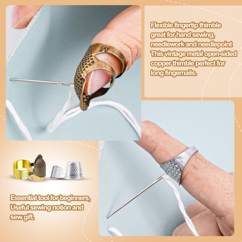 CousDUoBe 20 Pcs Sewing Thimble Kit,thimbles for Hand Sewingï¼ŒNeedle threadersï¼ŒSeam Rippers for Sewingï¼ŒMeasuring Tape and Thread Snips, Hand Embroidery Craftï¼ˆComplete Sewing Kitï¼‰ - Image 5