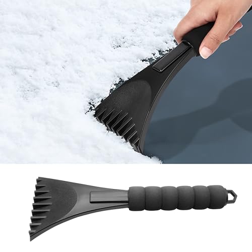 Couslcd Ice Scrapers for Car Windshield Scratch Free Winter Snow Removal Tool with Foam Handle Scrape Frost and Ice Universal for Truck SUV Vehicles Black - Image 1