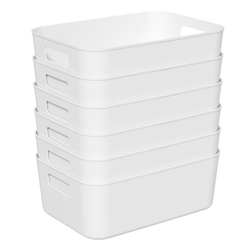 Kekow Pantry Organization Bin, 6-Pack Plastic Storage Bin, White - Image 1