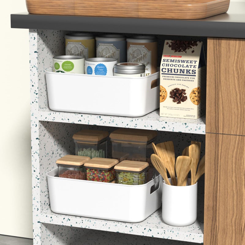Kekow Pantry Organization Bin, 6-Pack Plastic Storage Bin, White - Image 5