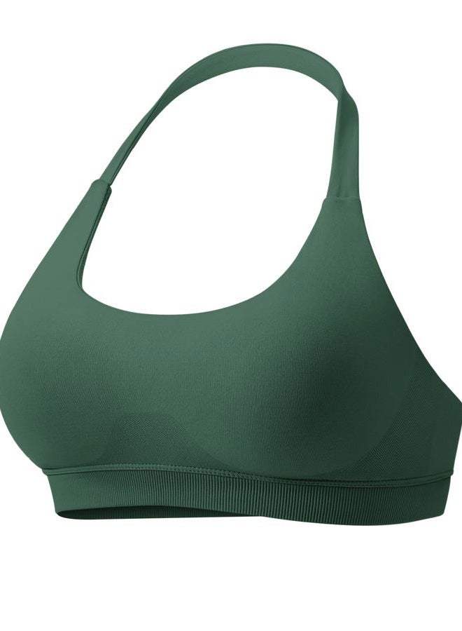 VOYJOY Women Workout Impact Bras Medium Low Support Halter Sports Bras Seamless Open Back Gym Padded Yoga Crop Top, Eden Green, S - Image 1